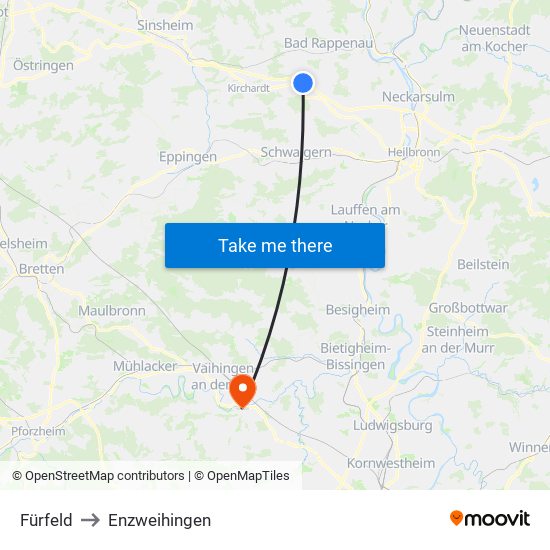 Fürfeld to Enzweihingen map