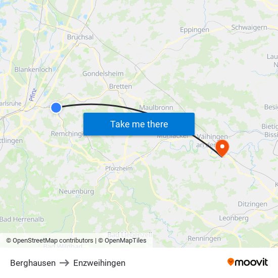 Berghausen to Enzweihingen map