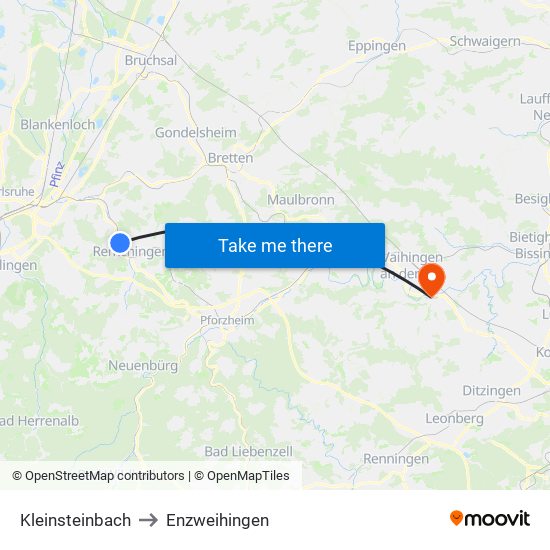 Kleinsteinbach to Enzweihingen map