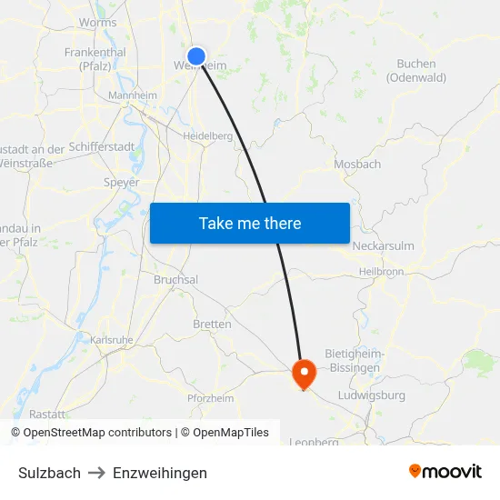 Sulzbach to Enzweihingen map