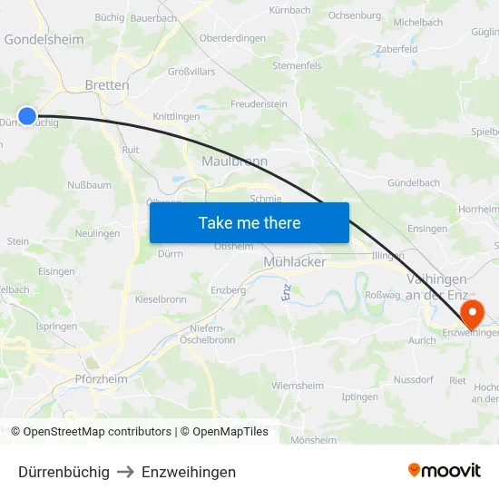 Dürrenbüchig to Enzweihingen map