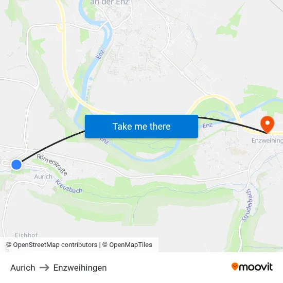 Aurich to Enzweihingen map