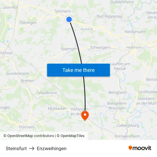 Steinsfurt to Enzweihingen map