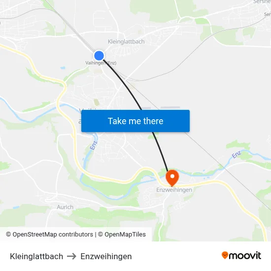 Kleinglattbach to Enzweihingen map