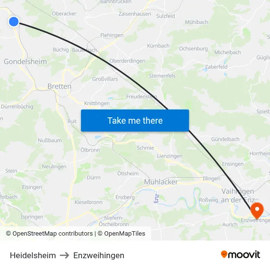 Heidelsheim to Enzweihingen map