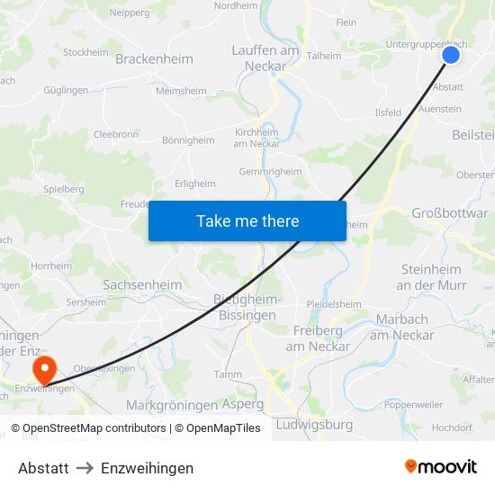 Abstatt to Enzweihingen map