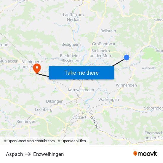 Aspach to Enzweihingen map