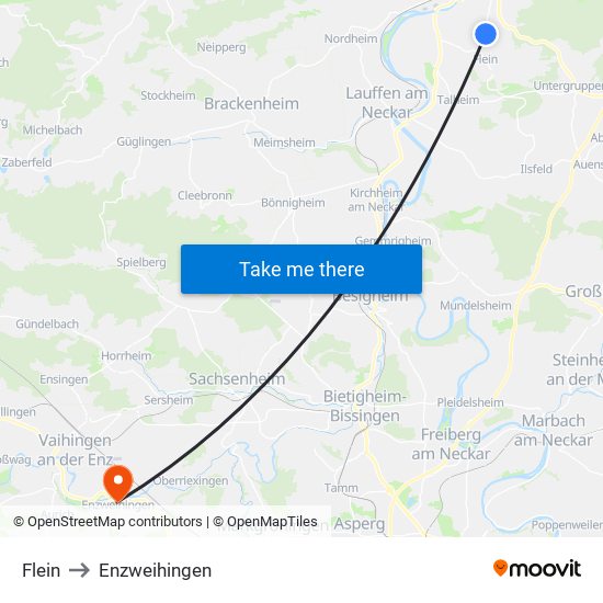 Flein to Enzweihingen map