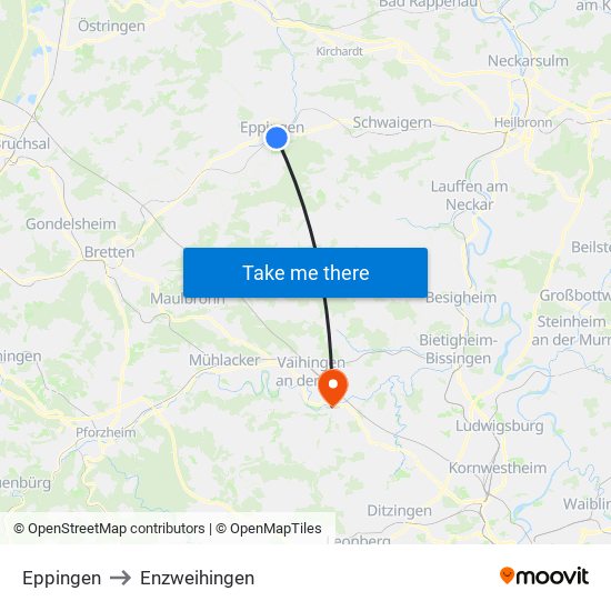 Eppingen to Enzweihingen map