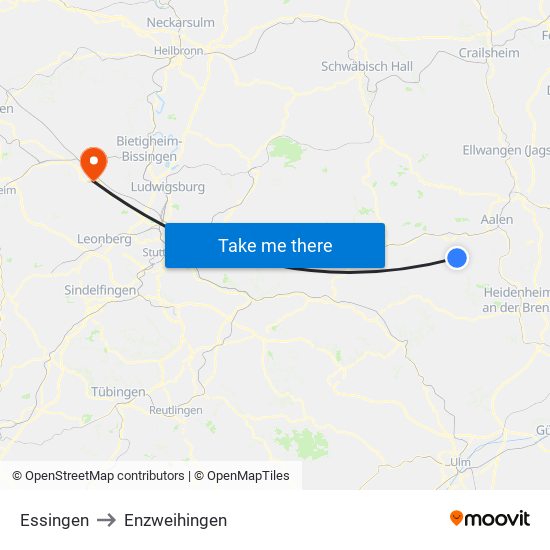 Essingen to Enzweihingen map