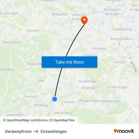 Deckenpfronn to Enzweihingen map
