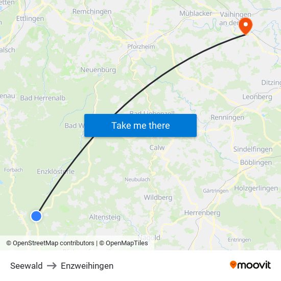Seewald to Enzweihingen map