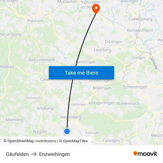 Gäufelden to Enzweihingen map
