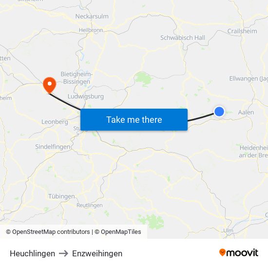 Heuchlingen to Enzweihingen map