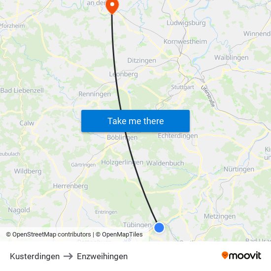 Kusterdingen to Enzweihingen map