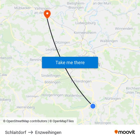 Schlaitdorf to Enzweihingen map