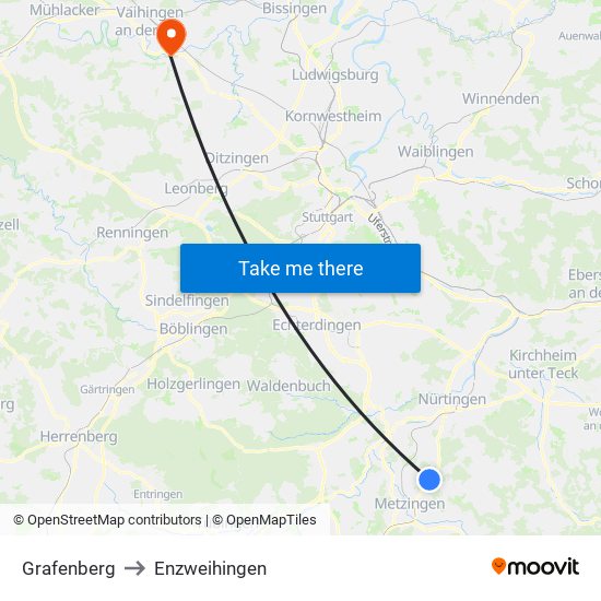 Grafenberg to Enzweihingen map