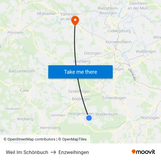 Weil Im Schönbuch to Enzweihingen map