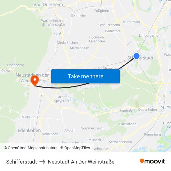 Schifferstadt to Neustadt An Der Weinstraße map