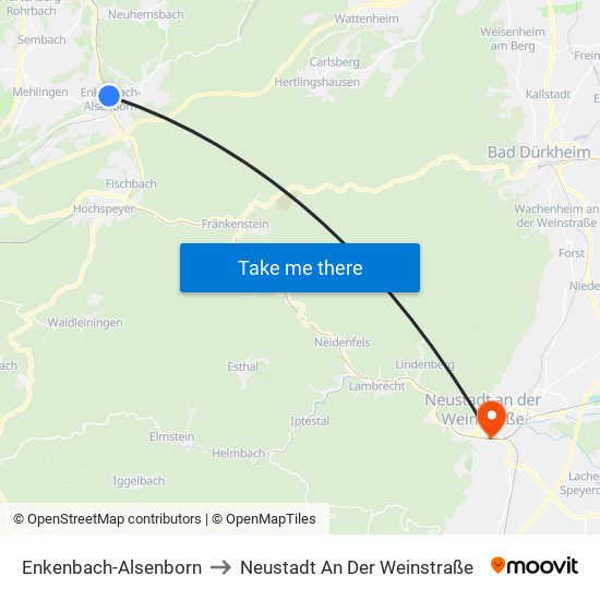 Enkenbach-Alsenborn to Neustadt An Der Weinstraße map