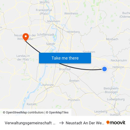 Verwaltungsgemeinschaft Schwaigern to Neustadt An Der Weinstraße map