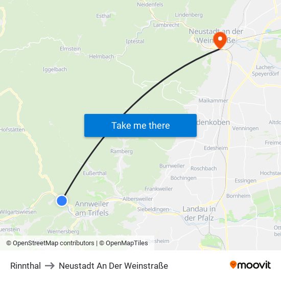 Rinnthal to Neustadt An Der Weinstraße map