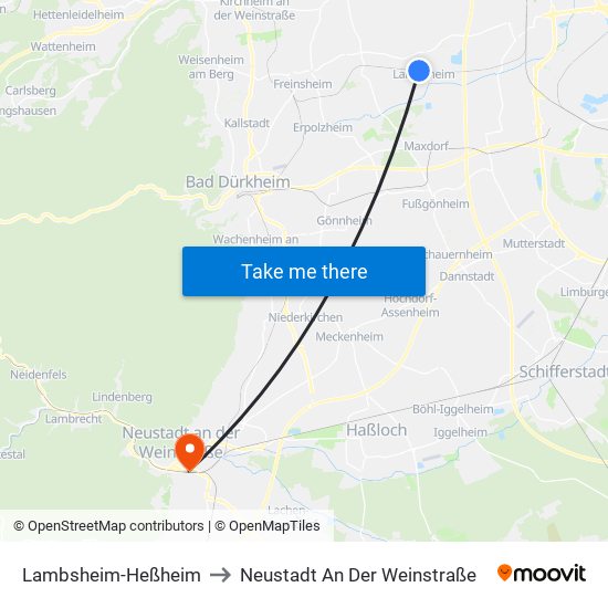 Lambsheim-Heßheim to Neustadt An Der Weinstraße map