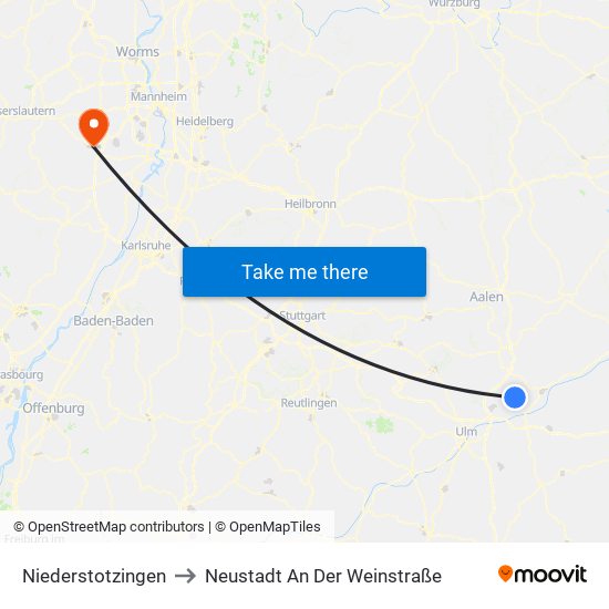 Niederstotzingen to Neustadt An Der Weinstraße map