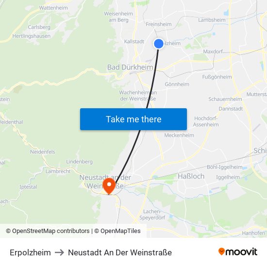 Erpolzheim to Neustadt An Der Weinstraße map