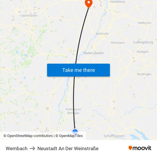 Wembach to Neustadt An Der Weinstraße map