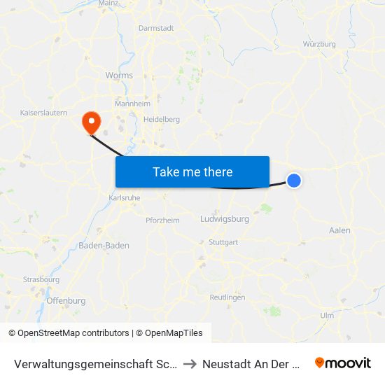 Verwaltungsgemeinschaft Schwäbisch Hall to Neustadt An Der Weinstraße map