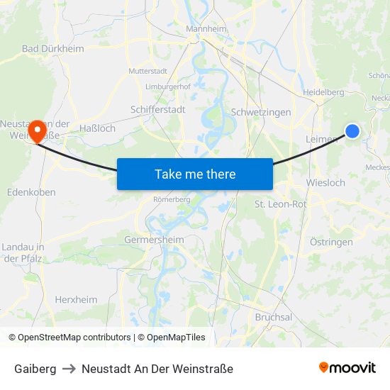 Gaiberg to Neustadt An Der Weinstraße map
