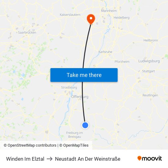 Winden Im Elztal to Neustadt An Der Weinstraße map