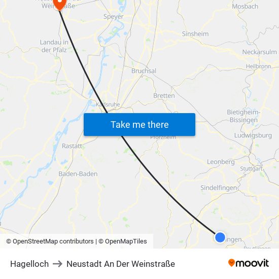 Hagelloch to Neustadt An Der Weinstraße map