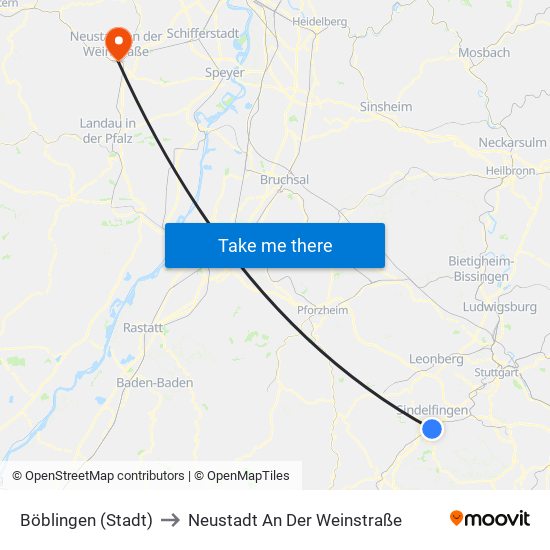 Böblingen (Stadt) to Neustadt An Der Weinstraße map