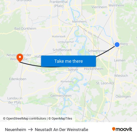 Neuenheim to Neustadt An Der Weinstraße map