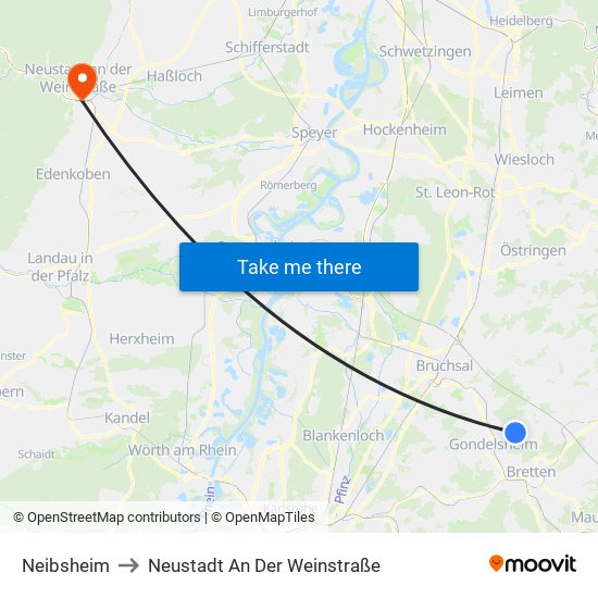 Neibsheim to Neustadt An Der Weinstraße map