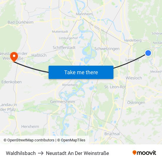 Waldhilsbach to Neustadt An Der Weinstraße map