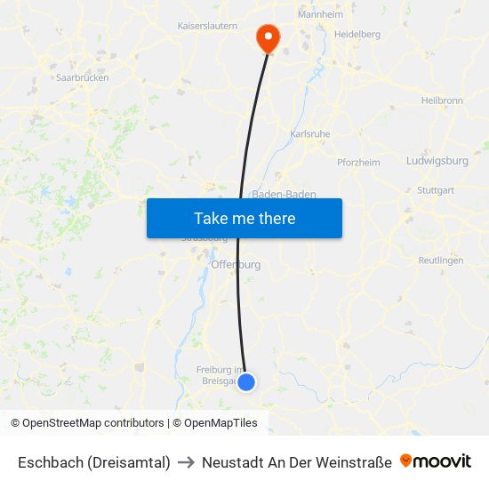 Eschbach (Dreisamtal) to Neustadt An Der Weinstraße map