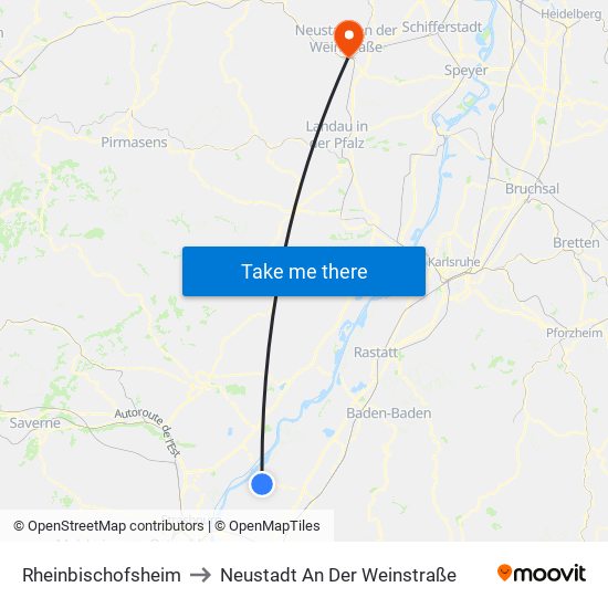 Rheinbischofsheim to Neustadt An Der Weinstraße map