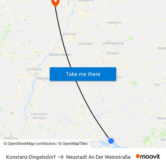 Konstanz-Dingelsdorf to Neustadt An Der Weinstraße map