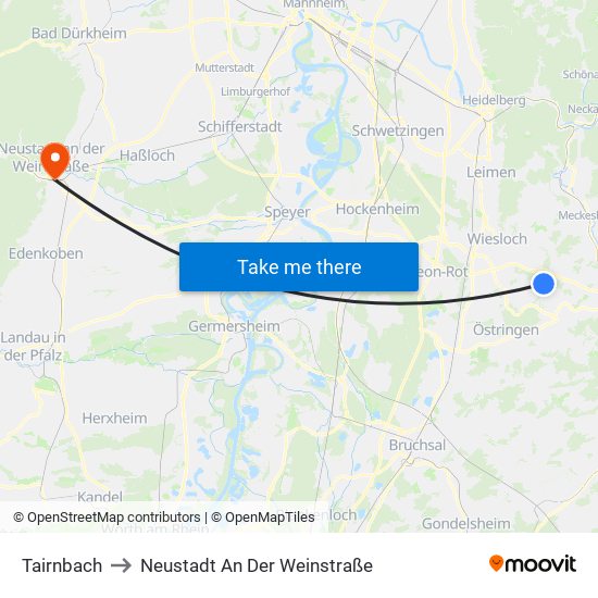 Tairnbach to Neustadt An Der Weinstraße map