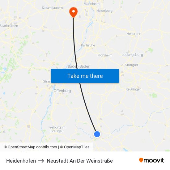 Heidenhofen to Neustadt An Der Weinstraße map