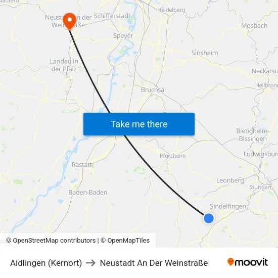 Aidlingen (Kernort) to Neustadt An Der Weinstraße map