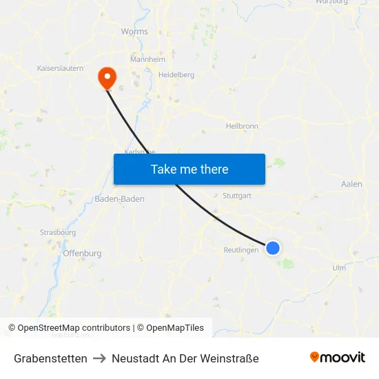 Grabenstetten to Neustadt An Der Weinstraße map