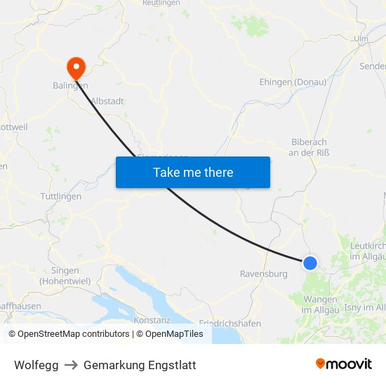 Wolfegg to Gemarkung Engstlatt map