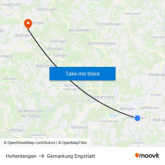 Hohentengen to Gemarkung Engstlatt map