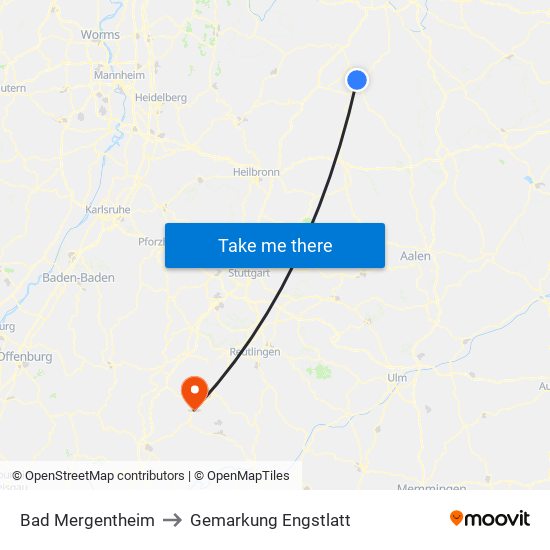 Bad Mergentheim to Gemarkung Engstlatt map