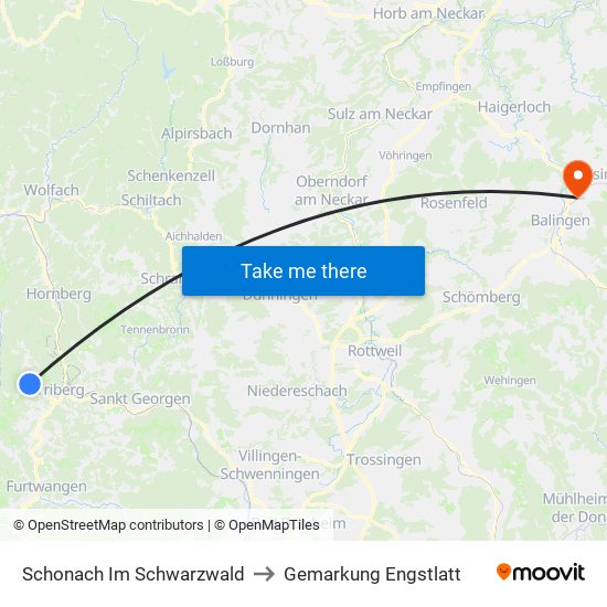 Schonach Im Schwarzwald to Gemarkung Engstlatt map