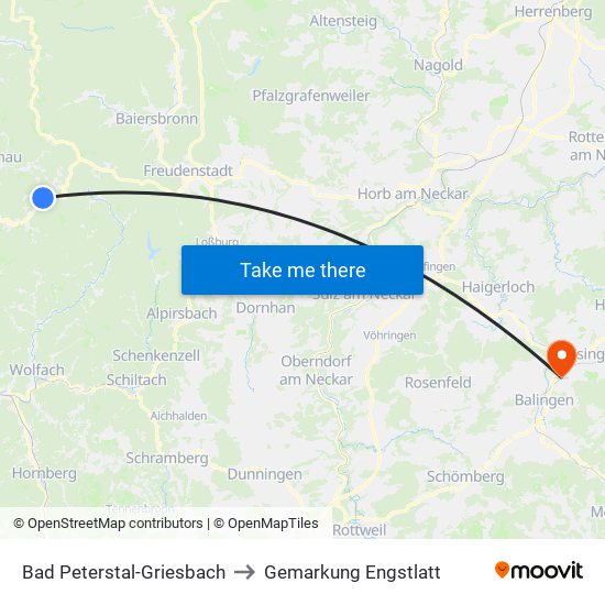 Bad Peterstal-Griesbach to Gemarkung Engstlatt map